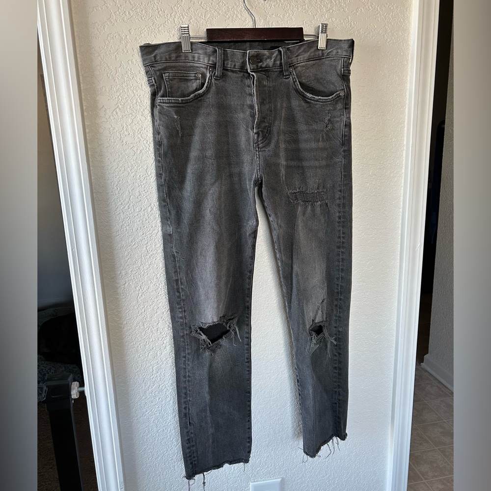 &denim black ripped jeans relaxed skinny cropped 32
